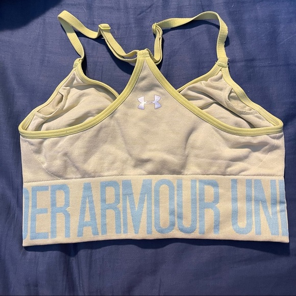 ✨Under Armor Fitted Yellow & Blue Sports Bra✨ - Picture 2 of 5